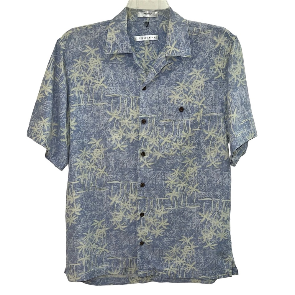 Geoffrey Beene Men’s 100% Silk Short Sleeve Button Up Washable Shirt Size M